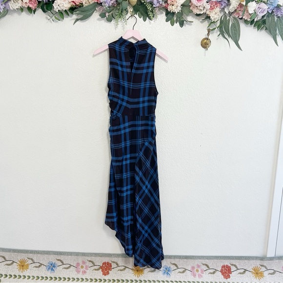 NWT A.L.C. Iggy Plaid Draped High-Neck Assymetrical Dress - Picture 9 of 13
